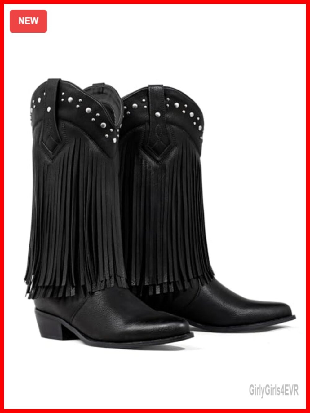Fringe Cowboy Boots for Women Wide Calf Tassel Studded Faux Suede Western
